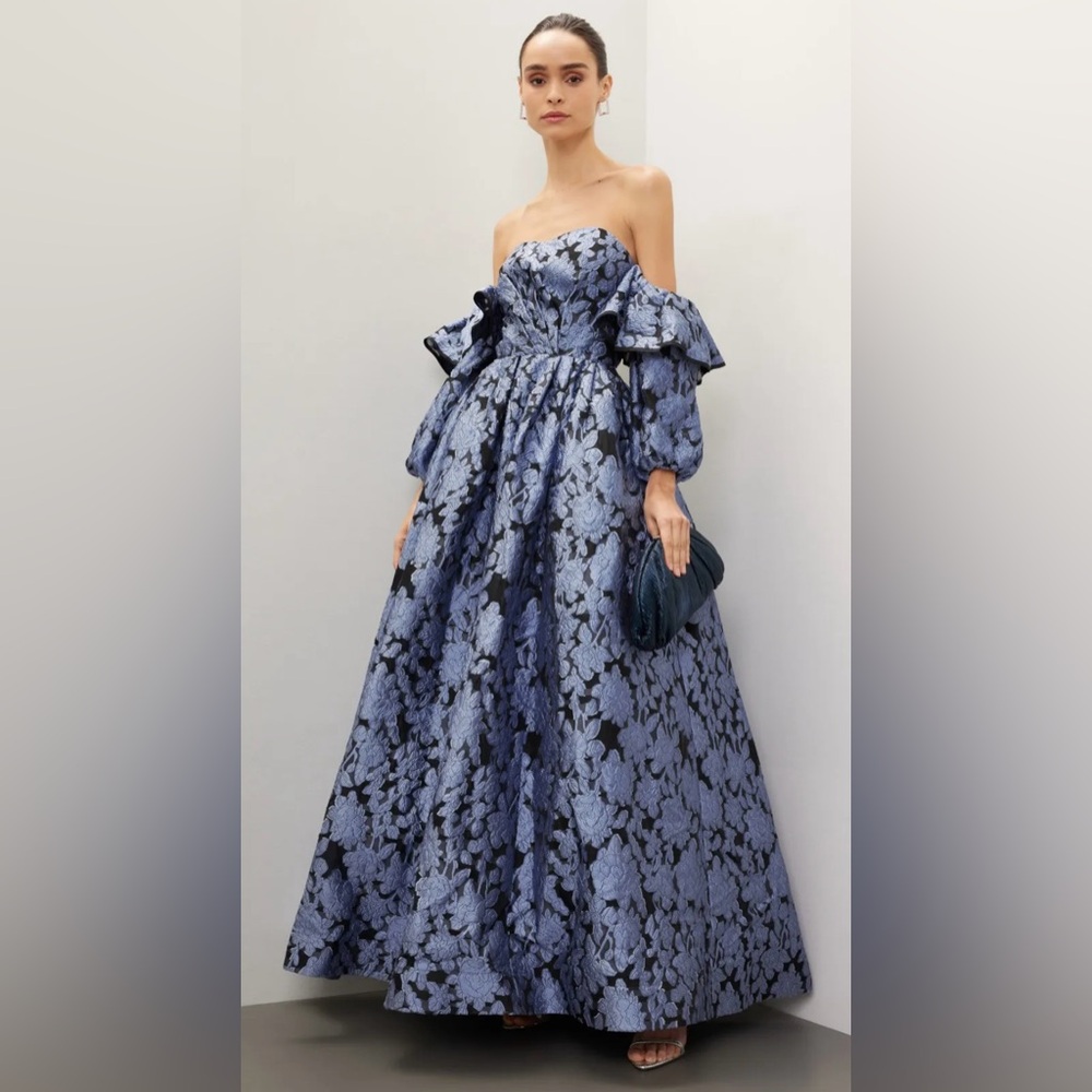 Zac Posen Organza Jacquard Gown blue black NEW UNWORN
